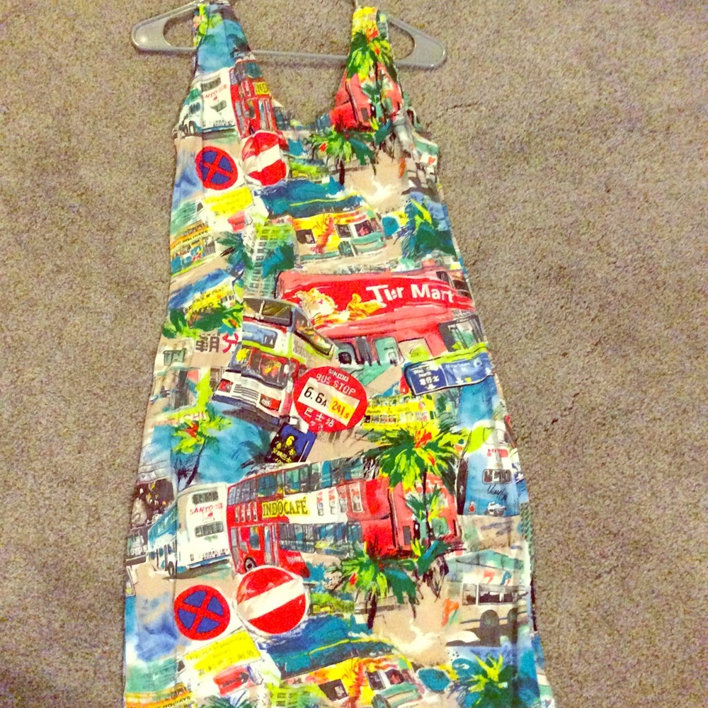 VTG 90s Pop Art Tiger Mart print dress 9 M Rayon